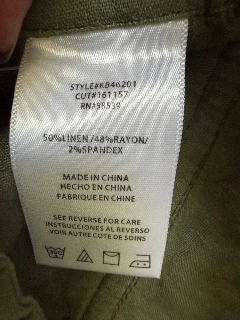 Kut from the Cloth Drawstring Linen Blend   Pants - Olive Green size small